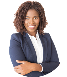 Woman wearing business clothing smiling