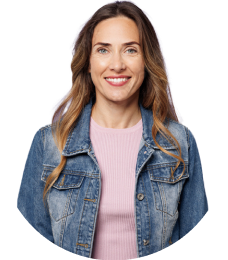 Woman wearing a jean jacket smiling